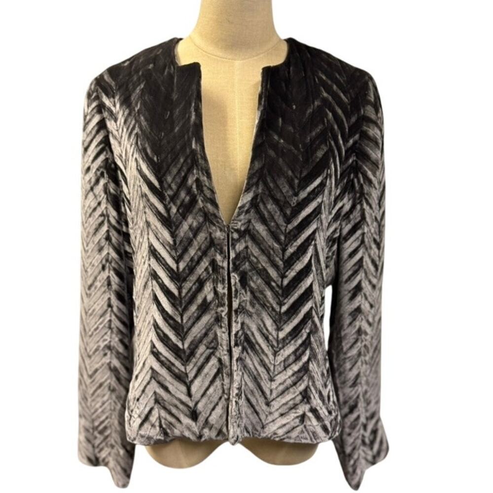 "Calvin Klein Platinum" Shimmer Brown Cardigan Velvet Burnout SZ‎ 14 Y2K  Rave